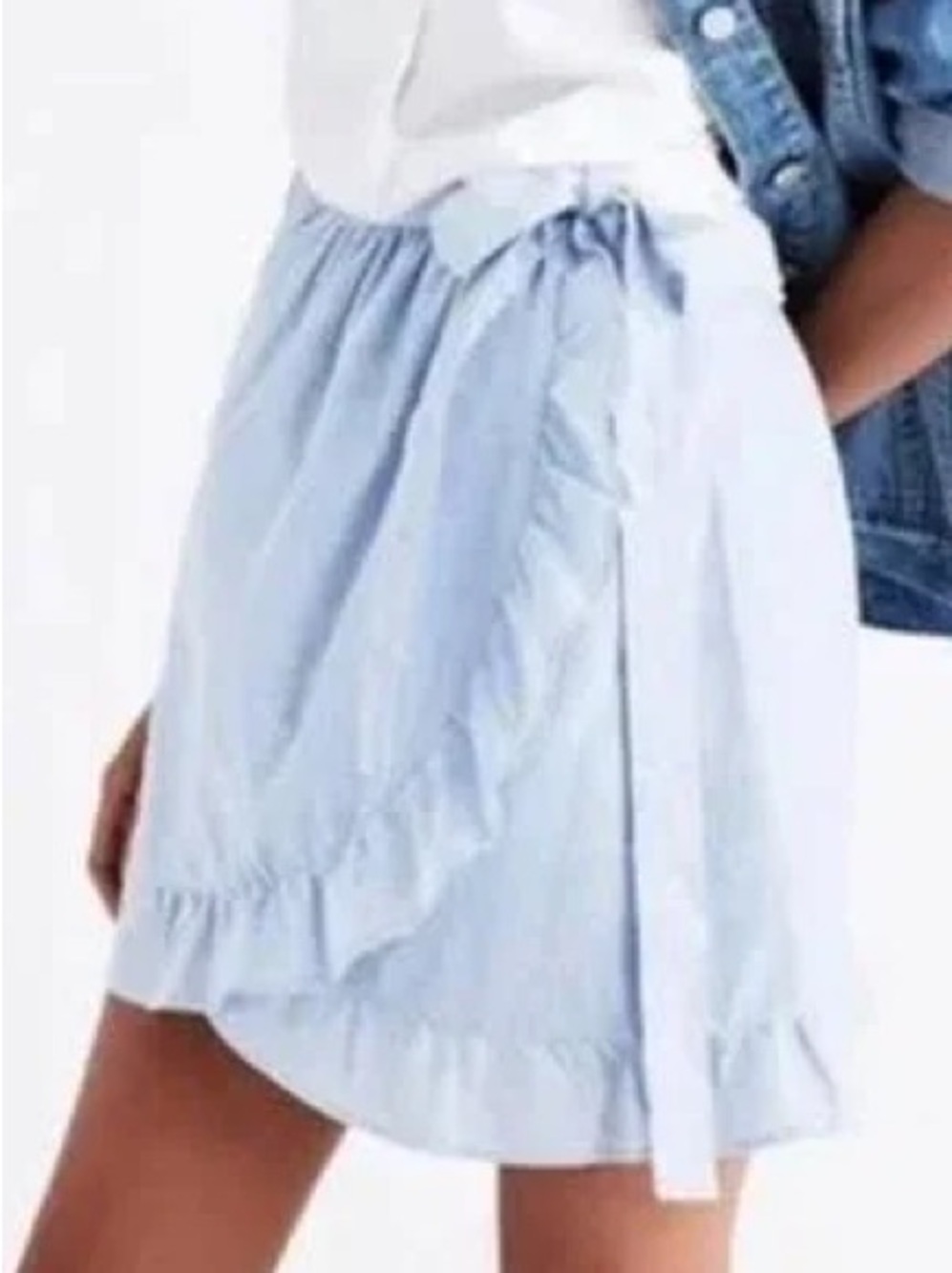 Madewell Meadow Light Blue Ruffle Wrap Skirt - Women's Casual Summer Skirt
